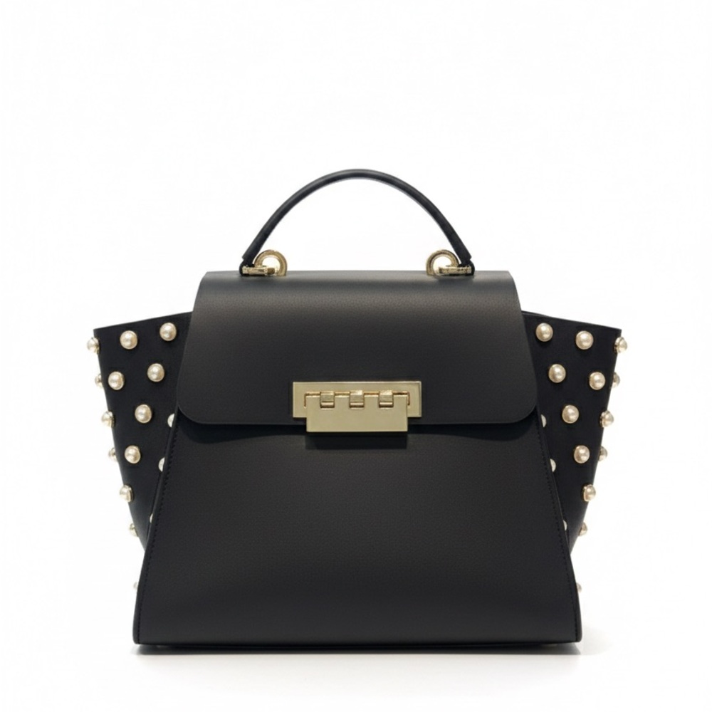 Zac Posen Black Satchel with Gold Accents